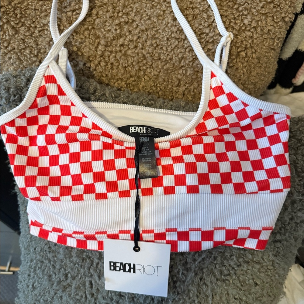 NWT Beach Riot Emmy Checkered Bikini Top M